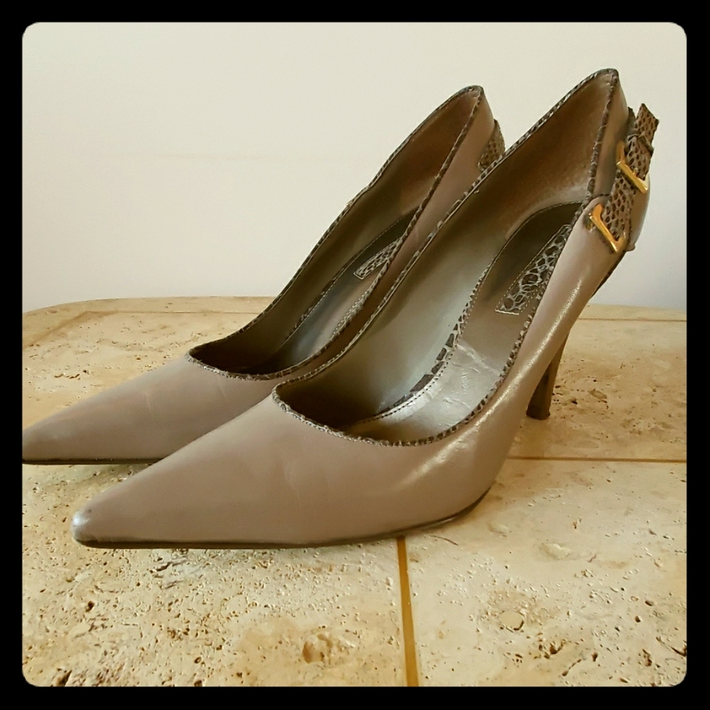 Taupe Buckle Detail Pumps w/Heel